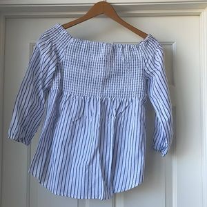 Blue and white striped top